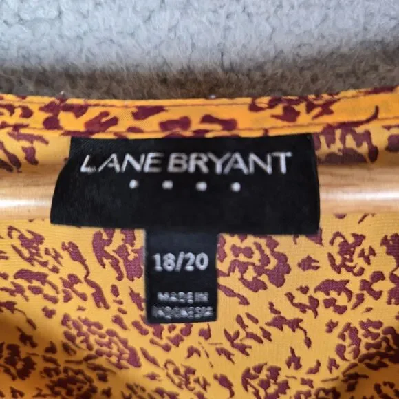 Lane Bryant Plus Boho Floral Blouse 18/20 Burgundy Mustard Yellow Trendy Flowy - Picture 3 of 10